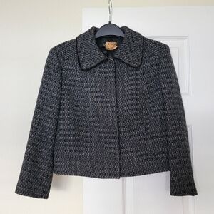 Tahari Cropped Tweed Jacket, Wool Blend, Size 0
